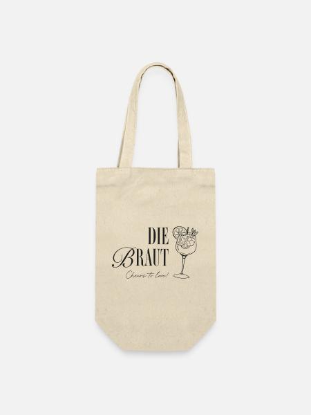 Die Braut: Cheers to Love - Geschenkbeutel für Flaschen - Natur