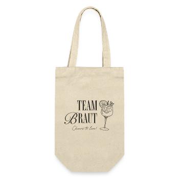 Team Braut Cocktail Motiv – Hochzeit - Geschenkbeutel für Flaschen - Natur - Vorne