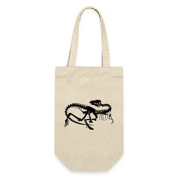 Dinosaurier Skelett Silhouette (1c) - Geschenkbeutel für Flaschen - Natur - Vorne