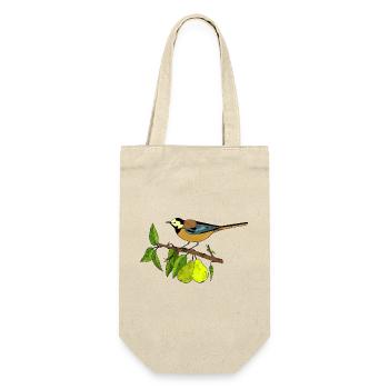 Bunter Vogel - Geschenkbeutel für Flaschen - Natur - Vorne
