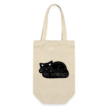 Schlafende Katze bei der Arbeit - Geschenkbeutel für Flaschen - Natur - Vorne