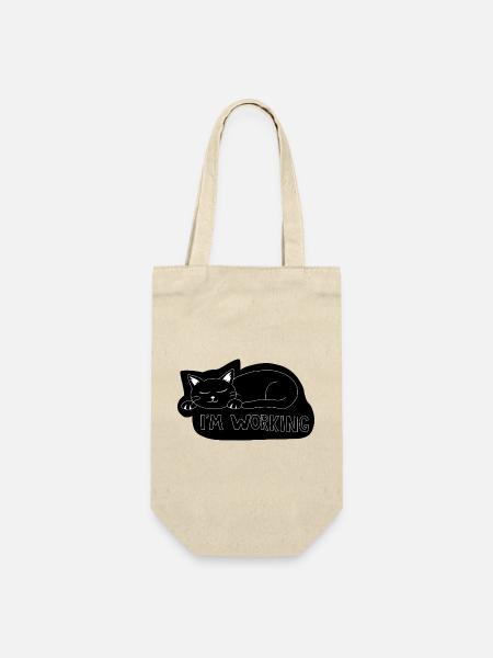 Schlafende Katze bei der Arbeit - Geschenkbeutel für Flaschen - Natur