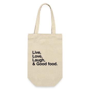 live love laugh and good food - Geschenkbeutel für Flaschen - Natur - Vorne