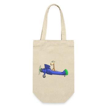 Airplane cartoon giraffe kids - Gift Bag for Bottles - nature - Front