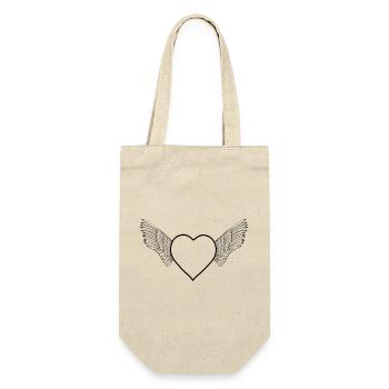 Heart with wings -black- - Gift Bag for Bottles - nature - Front
