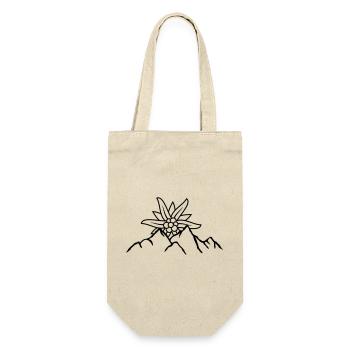 Logo Sonne Bergblume - Geschenkbeutel für Flaschen - Natur - Vorne