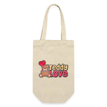 Teddy Liebe - Bär - Bären - Geschenkbeutel für Flaschen - Natur - Vorne