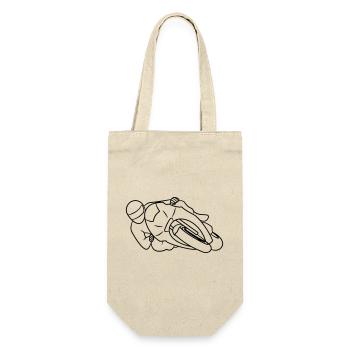 Motorbike Racer Hanging Off - Front View, dark - Gift Bag for Bottles - nature - Front