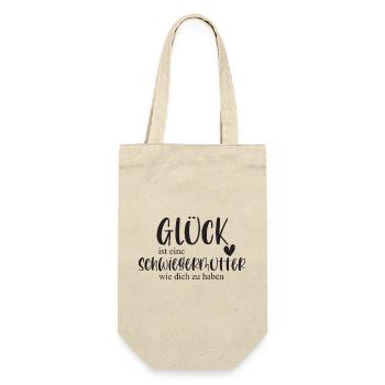 Schwiegermutter Schwiegermama Geschenk Danke - Geschenkbeutel für Flaschen - Natur - Vorne