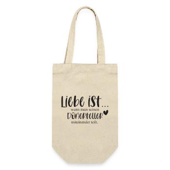 Liebe Dönerteller Döner lustiger Spruch Paare - Geschenkbeutel für Flaschen - Natur - Vorne