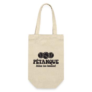 3 Boulekugeln für Bouler Boulekugel Petanque Boule - Geschenkbeutel für Flaschen - Natur - Vorne