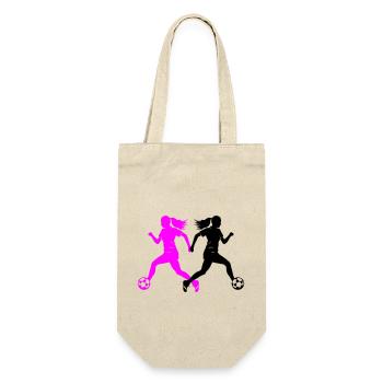 Fussballerin Silhouette Fussball Spielerin Frau - Geschenkbeutel für Flaschen - Natur - Vorne