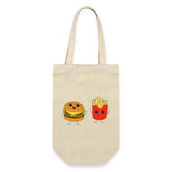 Burger & Fries - Geschenkbeutel für Flaschen - Natur - Vorne