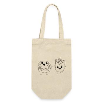 Burger & Fries 1 - Geschenkbeutel für Flaschen - Natur - Vorne