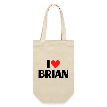 I love Brian Rotes Herz Liebe Fan Geschenk - Geschenkbeutel für Flaschen - Natur - Vorne