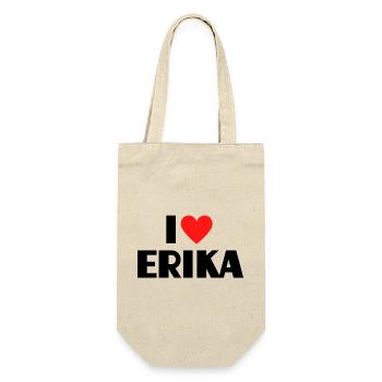 I love Erika Rotes Herz Liebe Fan Geschenk - Geschenkbeutel für Flaschen - Natur - Vorne