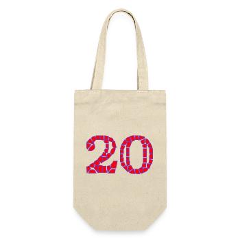 20. 20. JAHRESTAG. 20-JÄHRIGES JUBILÄUM. 20 JAHRE. - Geschenkbeutel für Flaschen - Natur - Vorne
