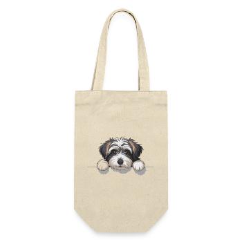 Hundeauge am Rand - Geschenkbeutel für Flaschen - Natur - Vorne