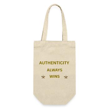 L’AUTHENTICITÉ GAGNE TOUJOURS – Citation motivationnelle en or - Sac à bouteille - nature - Devant