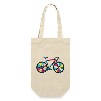 Buntes geometrisches Fahrrad - Geschenkbeutel für Flaschen - Natur - Vorne