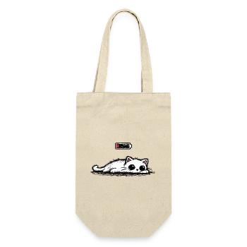 Battery low – Cute Cat Minimal Statement - Gift Bag for Bottles - nature - Front
