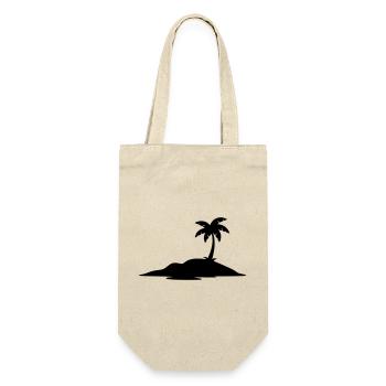 Tropen Insel mit Palme Silhouette - Geschenkbeutel für Flaschen - Natur - Vorne