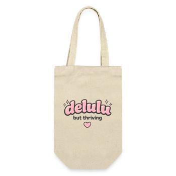 Delulu Thriving Logo - Geschenkbeutel für Flaschen - Natur - Vorne