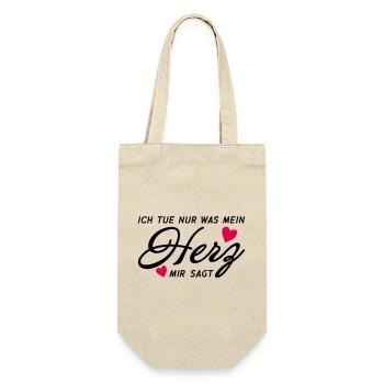 Ich tue nur was mein Herz mir sagt Shirt - Geschenkbeutel für Flaschen - Natur - Vorne