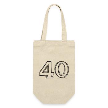 Zahl 40 handgezeichnet - Geschenkbeutel für Flaschen - Natur - Vorne