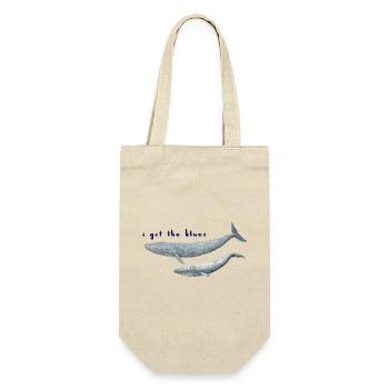 Ich habe den Blues Wale - Wale. baleines - Geschenkbeutel für Flaschen - Natur - Vorne