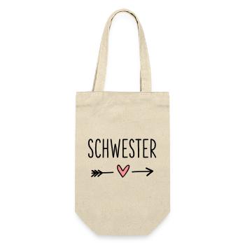 Schwester Herz Pfeil Liebe Freundin Geschenk - Geschenkbeutel für Flaschen - Natur - Vorne