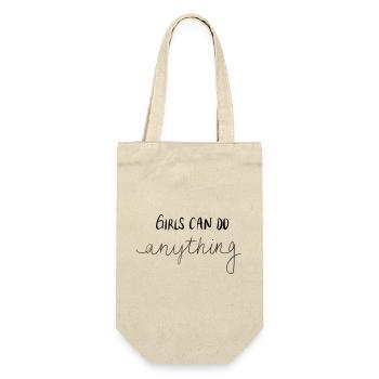 GIRLS CAN DO ANYTHING - Gift Bag for Bottles - nature - Front