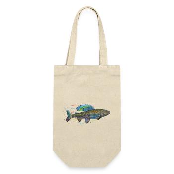 Chromatischer irisierender Fisch – Äsche - Geschenkbeutel für Flaschen - Natur - Vorne