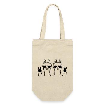 Freunde Team Lama Peace - Geschenkbeutel für Flaschen - Natur - Vorne