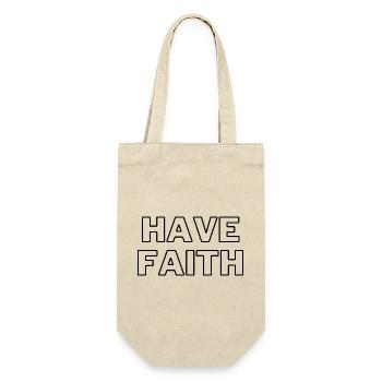 Habe Faith Typografie Print - Geschenkbeutel für Flaschen - Natur - Vorne