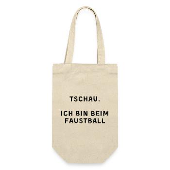 Tschau. Ich bin beim Faustball. (schwarze Schrift) - Geschenkbeutel für Flaschen - Natur - Vorne