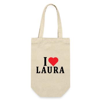 T-Shirt Ich liebe Laura T-Shirt Geschenkidee - Geschenkbeutel für Flaschen - Natur - Vorne