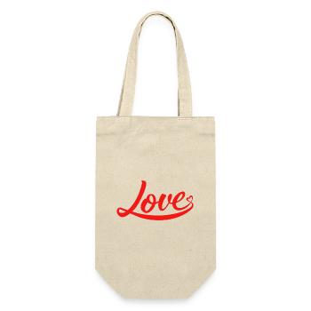 Heart Love Lettering with Bows - Gift Bag for Bottles - nature - Front