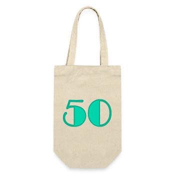 50 YEARS. 50th ANNIVERSARY. BIRTHDAY 50 YEARS. 50 - Gift Bag for Bottles - nature - Front
