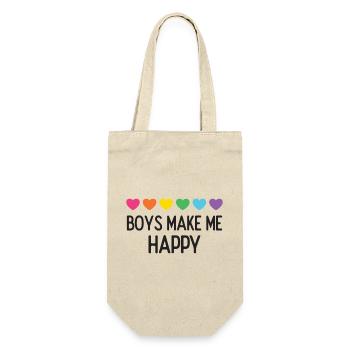 Pride Month LGBTQ - Boys Make Me Happy - Gift Bag for Bottles - nature - Front