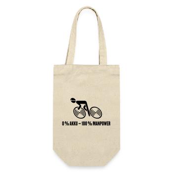 0 % Akku – 100 % Manpower (Fahrrad / Rennrad / B) - Geschenkbeutel für Flaschen - Natur - Vorne