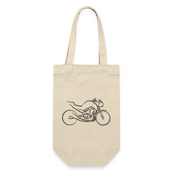 Motorrad Naked-Bike Konturen minimalistisch - Geschenkbeutel für Flaschen - Natur - Vorne