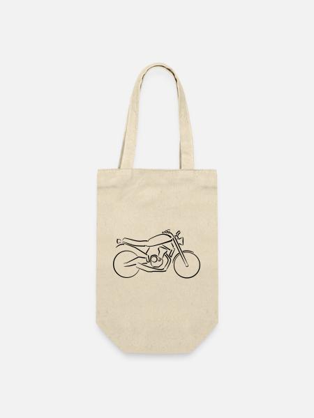 Motorrad Classic-Bike Konturen minimalistisch - Geschenkbeutel für Flaschen - Natur