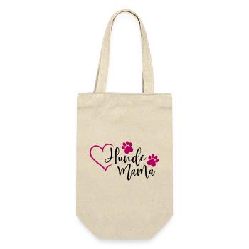 Hund Hunde Mama - Geschenkbeutel für Flaschen - Natur - Vorne