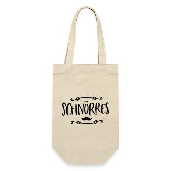 Schnörres Schnurrbart - Geschenkbeutel für Flaschen - Natur - Vorne