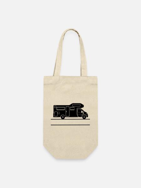 Camper-Silhouette mit Namensraum - Geschenkbeutel für Flaschen - Natur