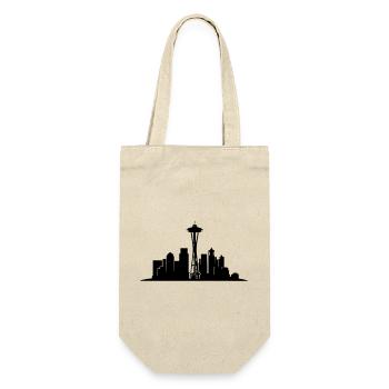 Seattle Skyline Silhouette - Geschenkbeutel für Flaschen - Natur - Vorne