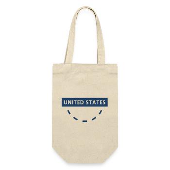 Rundes USA-Emblem in Blautönen - Geschenkbeutel für Flaschen - Natur - Vorne