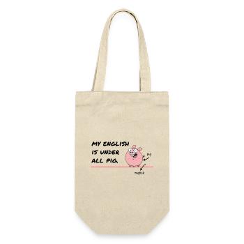 My English Is Under All Pig – Denglish Humor - Gift Bag for Bottles - nature - Front