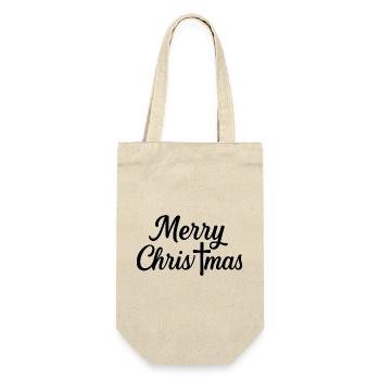 Lustiges Weihnachts T-Shirt Geschenk - Geschenkbeutel für Flaschen - Natur - Vorne